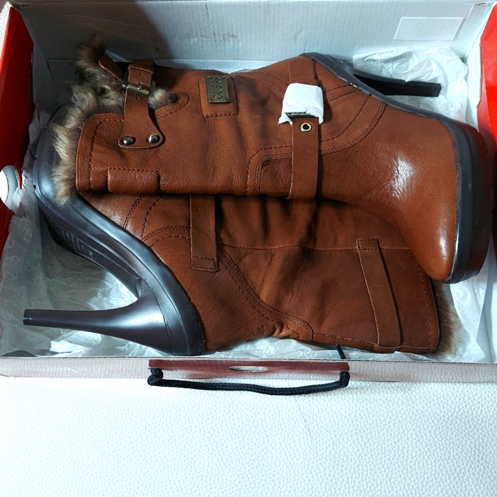 Guess GW Benny  Brown Leather Boots Sz 8.5